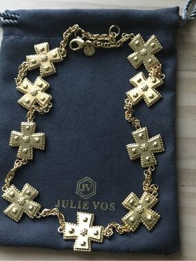 NWOT Julie Vos Gold Cross Motif Necklace - Polished Gold